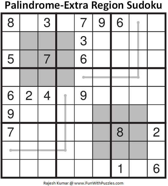 Palindrome-Extra Region Sudoku Puzzle (Fun With Sudoku #362)