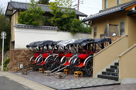 Pulled rickshaws in Arashiyama Kyoto