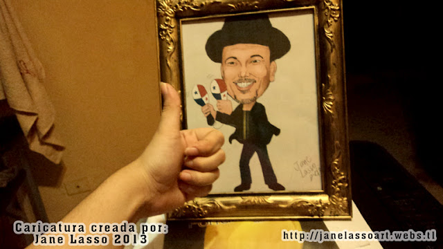 Caricatura de Rubén Blades impresa en un cuadro