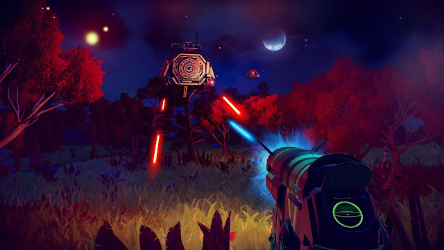 No Man's Sky - Shooting at Sentinels at night