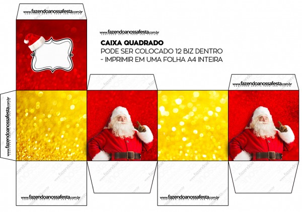 Santa Claus en Rojo y Dorado: Cajas para Imprimir Gratis. Cajas de Santa Claus en Rojo y Dorado para imprimir gratis.