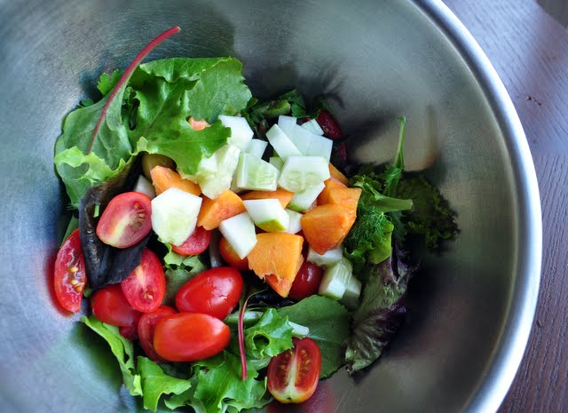 My SewCalled Quilts: Fresh Peach Summer Salad With Sauteed Vegetables