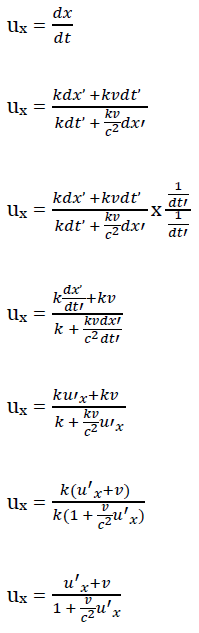 Transformasi Lorentz Untuk Kecepatan