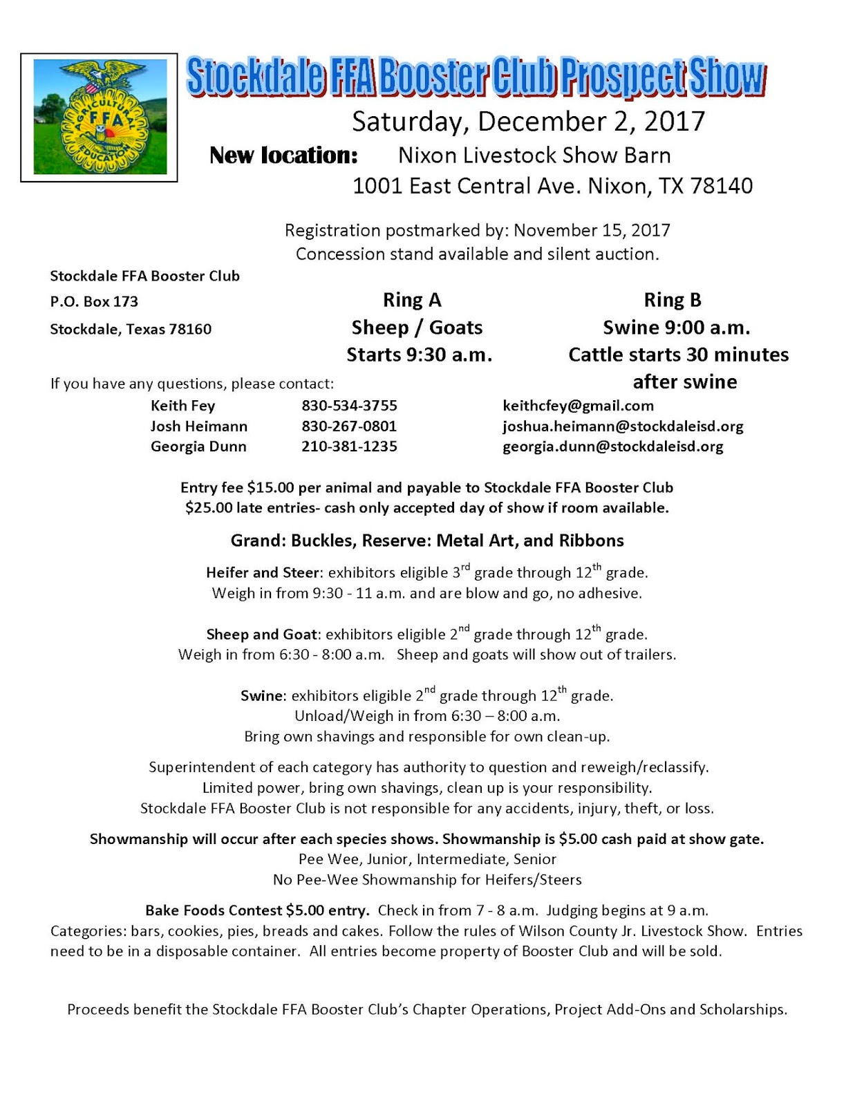 Caldwell County 4H Blog Stockdale FFA Booster Club Prospect Show