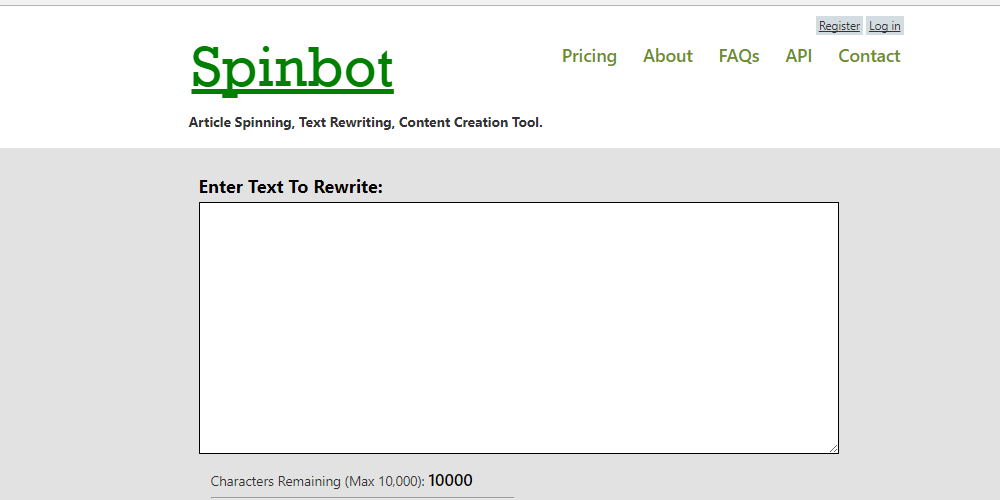 Spinbot is easy to use; enter your text, click the button, and you're done