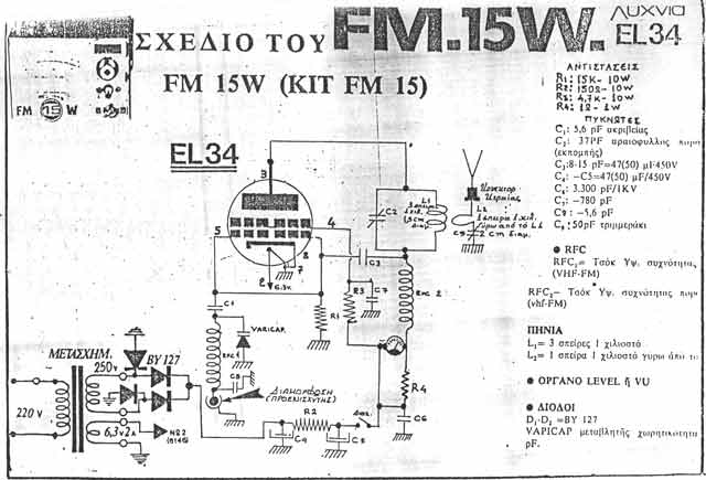 Circuitos de radio frecuencia valvulares: Circuito transmisor de FM a
