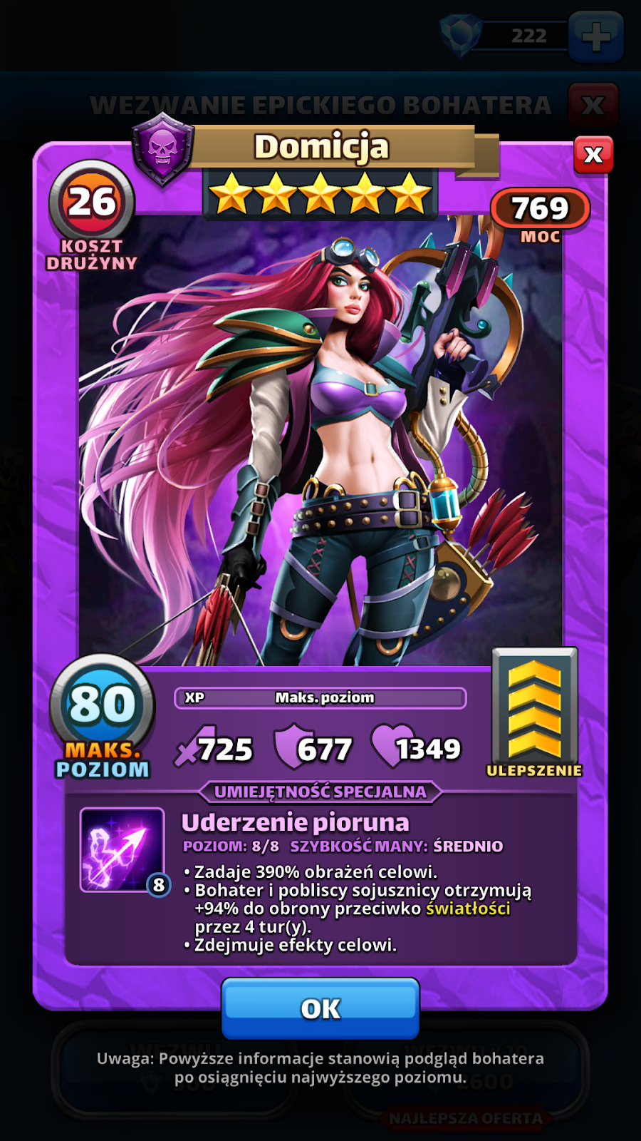 EMPIRES AND PUZZLES PORADNIK PL po grze BOHATEROWIE MROCZNI fiolet