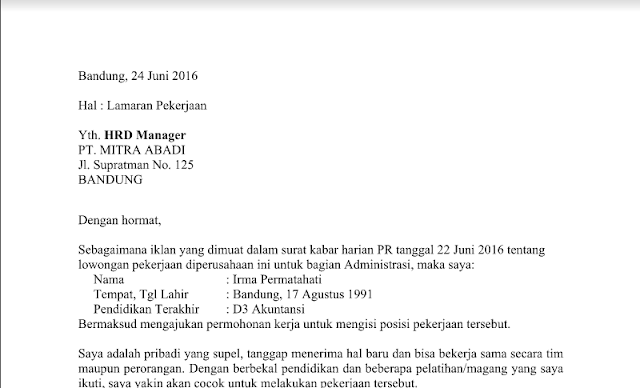 Siap Edit Contoh Surat Lamaran Kerja Umum Format Doc Word Ruangan Baca