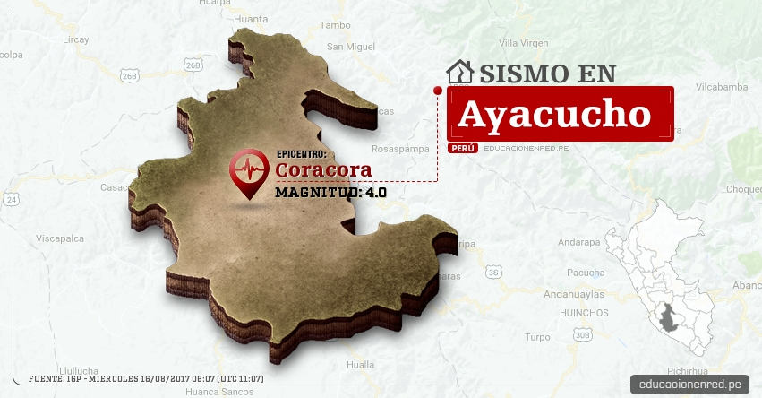 Temblor en Ayacucho de 4.0 Grados (Hoy Miércoles 16 Agosto 2017) Sismo EPICENTRO Coracora - Parinacochas - IGP - www.igp.gob.pe Temblor en Ayacucho de 4.0 Grados (Hoy Miércoles 16 Agosto 2017) Sismo EPICENTRO Coracora - Parinacochas - IGP - www.igp.gob.pe
