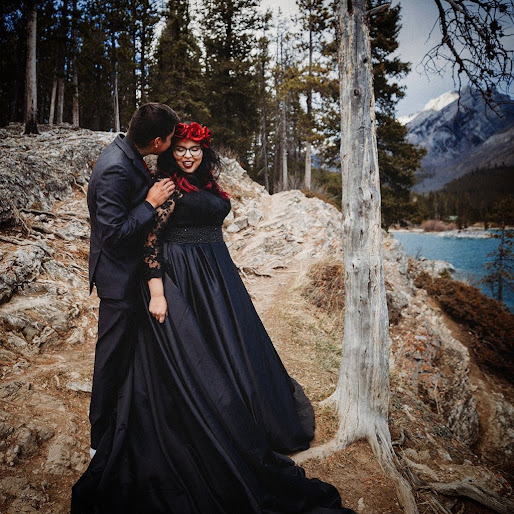 black ball gown wedding dress plus size