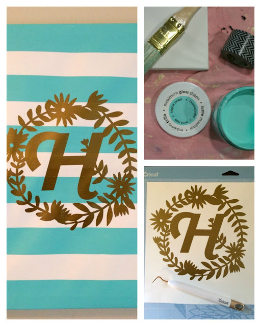 Make an easy monogrammed canvas wall art using your Cricut Explore.