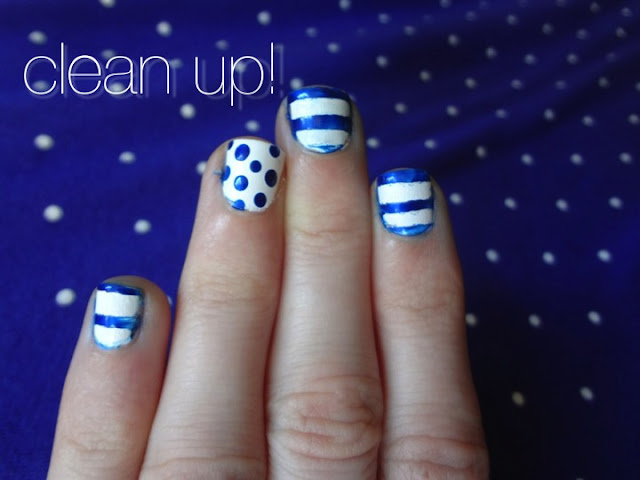 stripes and polka dot nails