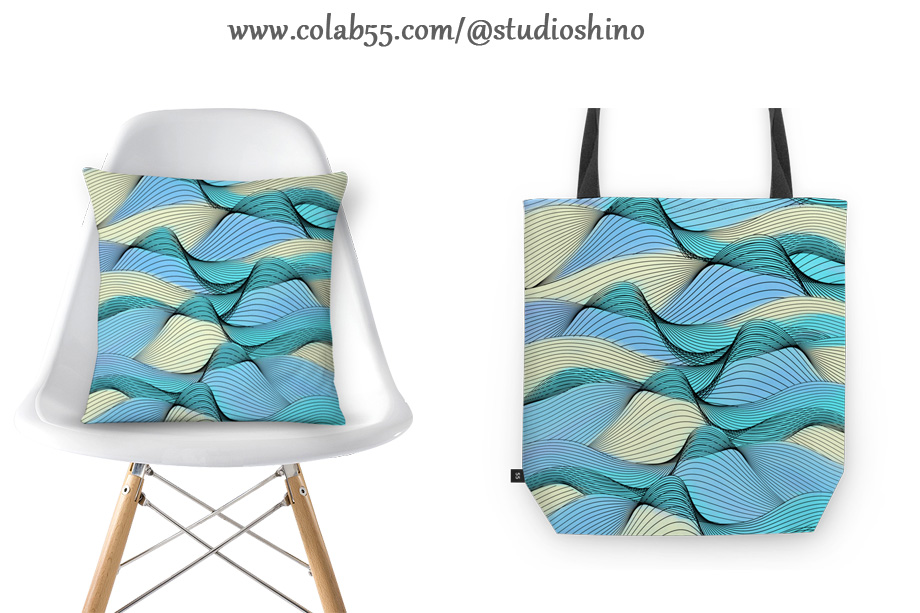 Colab55 Almofada e bolsa ondas colab55
