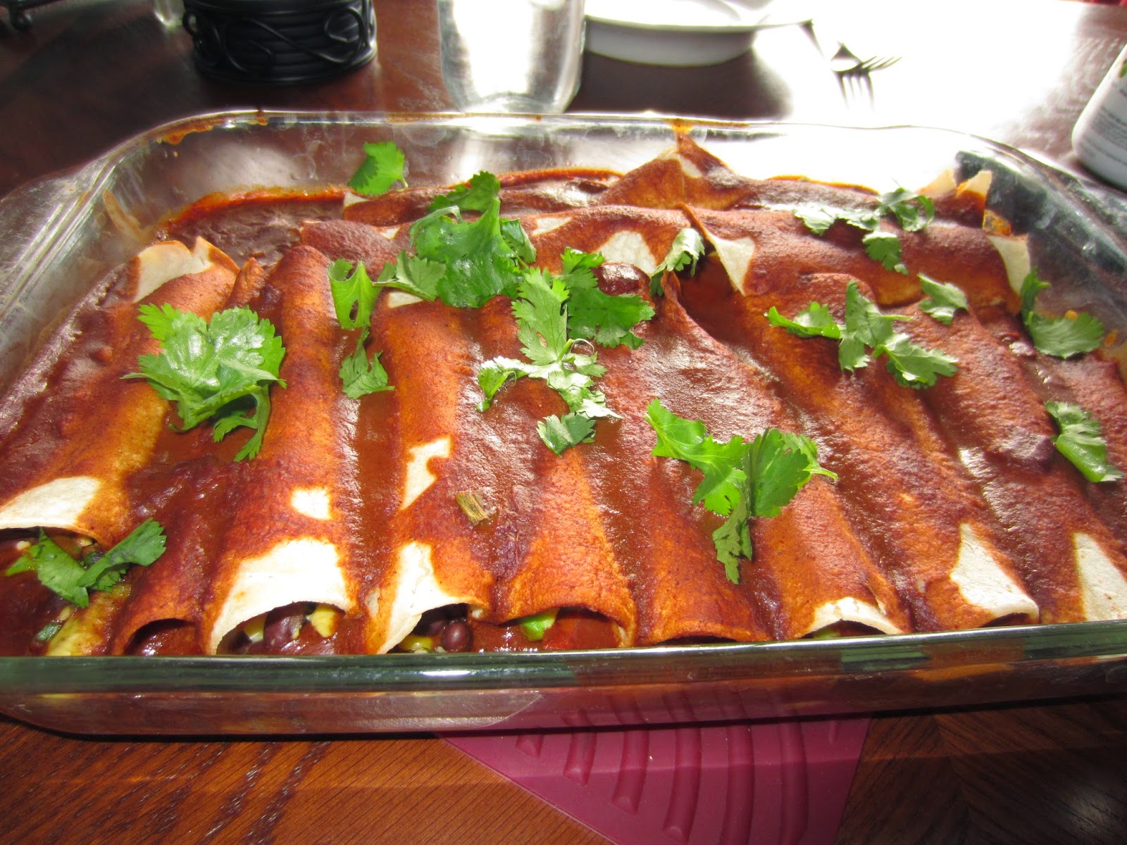To Feed an Ox Black Bean and Avocado Enchiladas