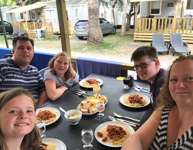 family dinner outside