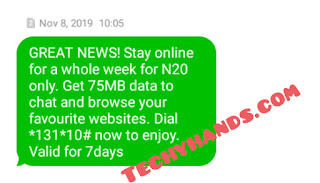 MTN 75MB for N20 code