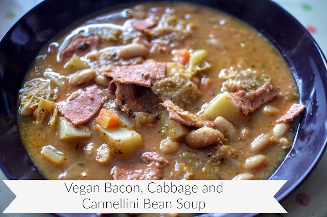 Vegan Bacon Cabbage and Cannellini Bean Soup Recipe