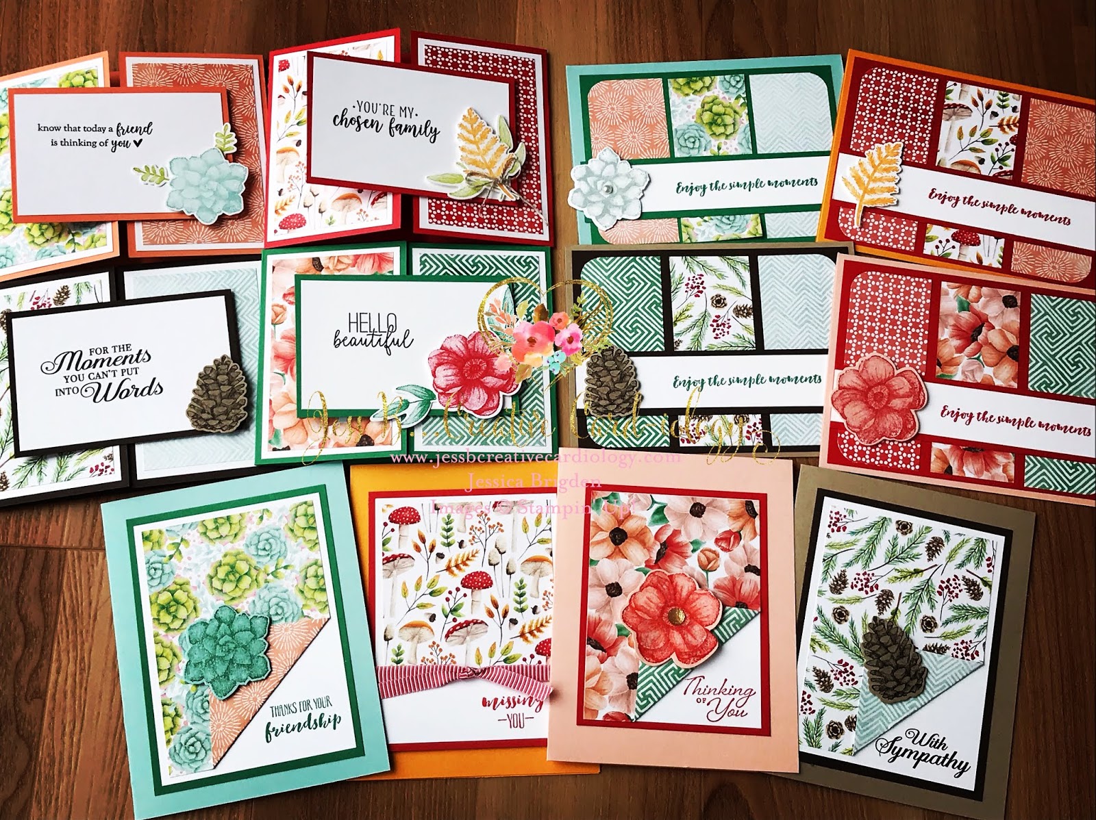 a dozen new stampin' up painted seasons card designs