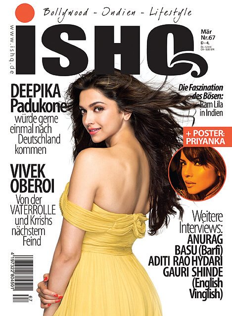 Hot Deepika Padukone on the cover of ISHQ - March 2013