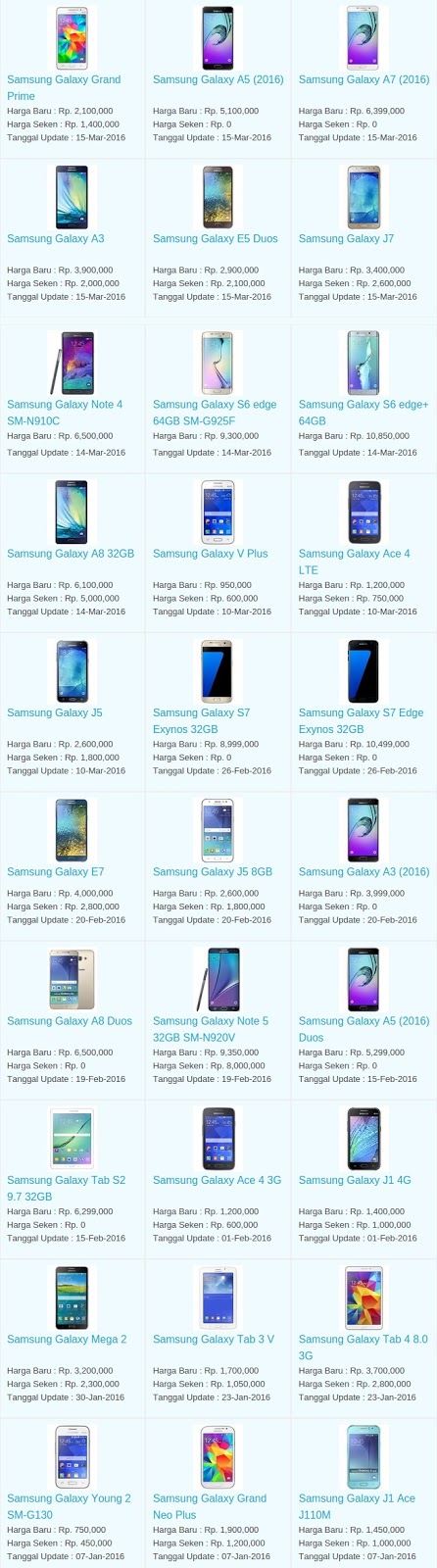 Daftar Harga Terbaru Hp Samsung April 2016 Daftar Harga Terbaru Hp Samsung April 2016