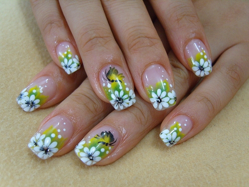 rainbow flower nail design