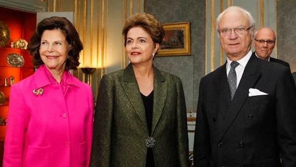 King Carl Gustaf of Sweden and Queen Silvia of Sweden met with President Dilma Rousseff of Brazil