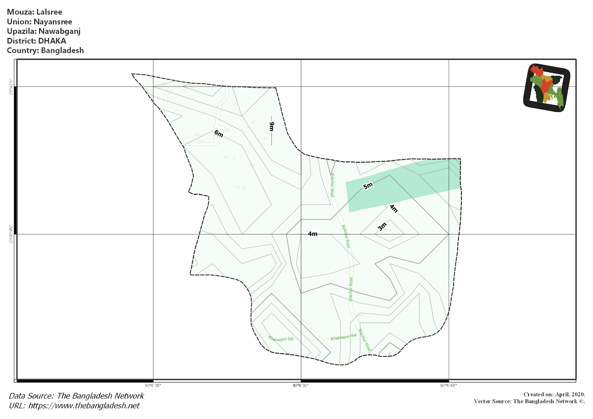 Map of Lalsree Mouza of Nawabganj Upazila, DHAKA, Bangladesh.