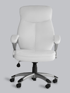 Full White Office Factor White Leather Office Chair, Ergonomic Office Chair, Swivel High Back Office Chair Front View