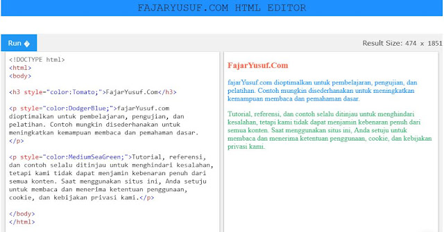 Warna teks pada HTML Warna teks pada HTML