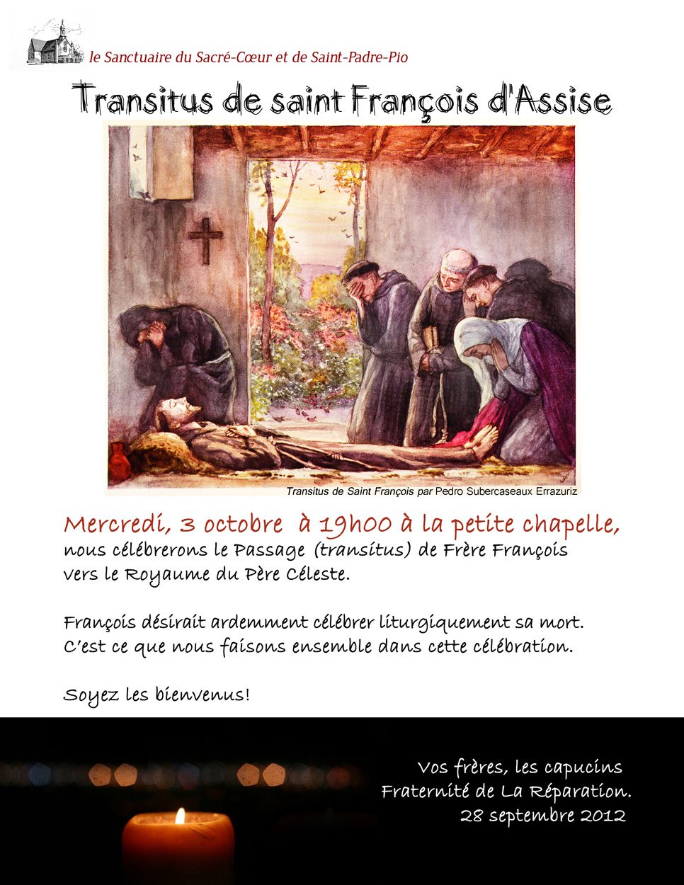 Le Sanctuaire du SacréCœur et de SaintPadrePio Transitus de saint François d'Assise Le Sanctuaire du SacréCœur et de SaintPadrePio Transitus de saint François d'Assise