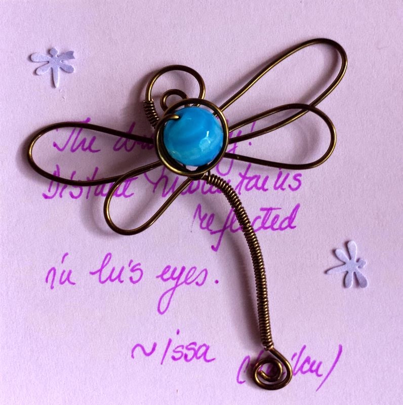 Art Charm Exchange (Bead of Courage): Soar! Dragonflies: wirework, copper, facetted agate, ooak pendant :: All Pretty Things