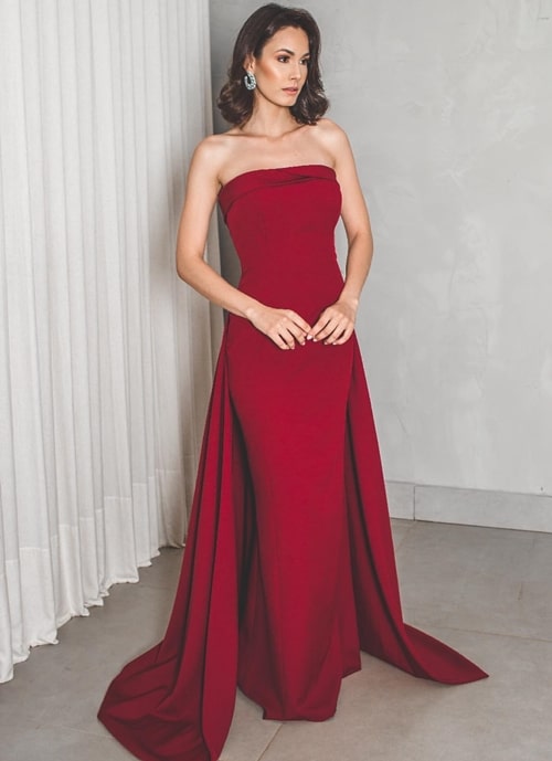 vestido longo vermelho marsala