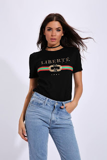 I Saw It First Black Liberte Glitter T-Shirt