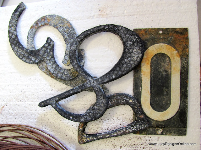 create aged, rusty metal house numbers for art