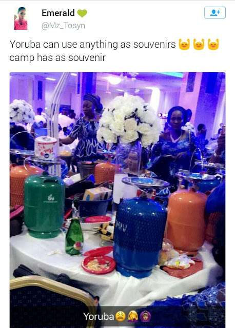 Photos: Nigerian couple gives out camp gas, suitcases as souvenirs at their wedding