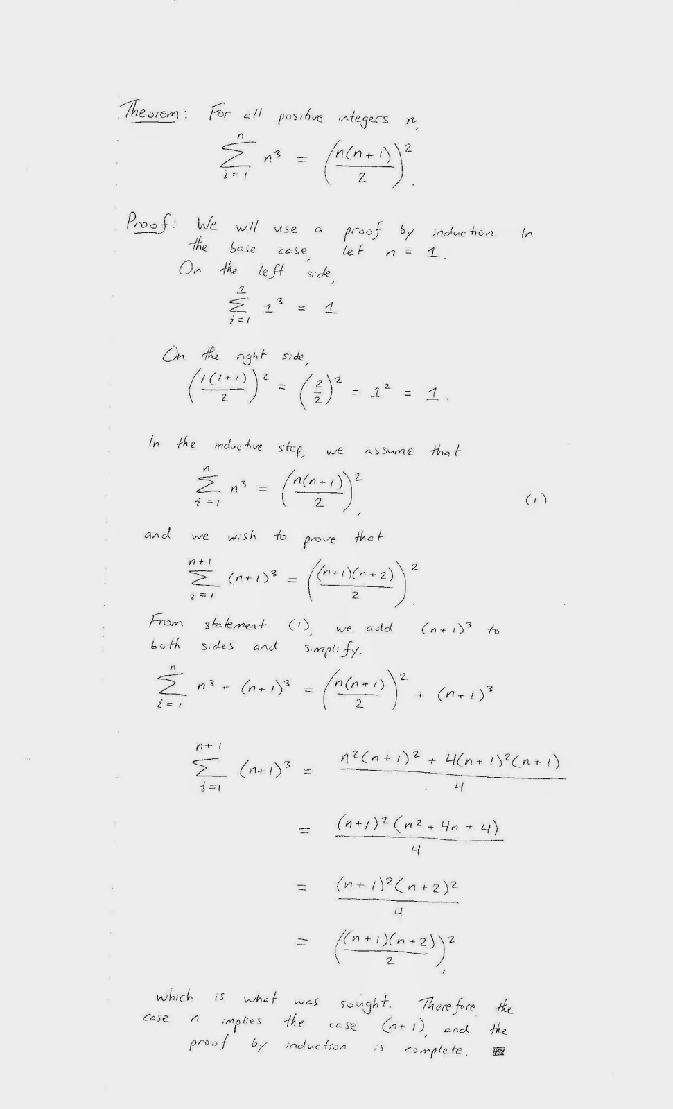 Mth 495 constantelos proof of the sum of cubes formula