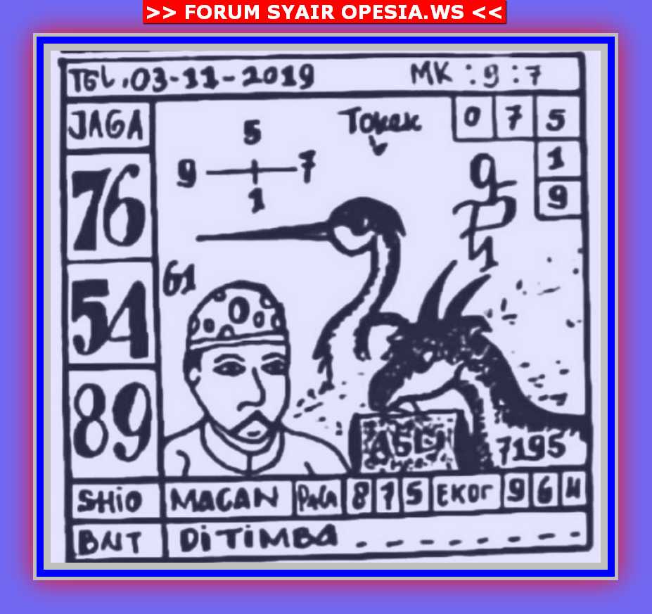 Kode Syair Singapore 3 November 2019 Forum Syair Togel Hongkong Singapura Sydney