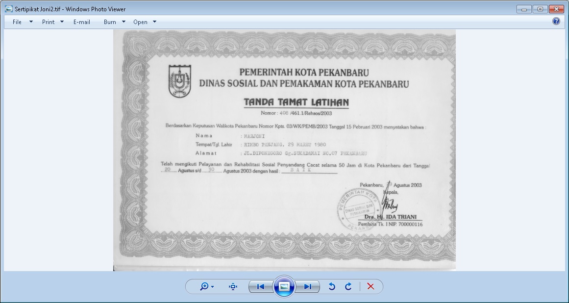 Ijazah Therapist Pijat plus urut Sport Massage dari Pekan Baru
