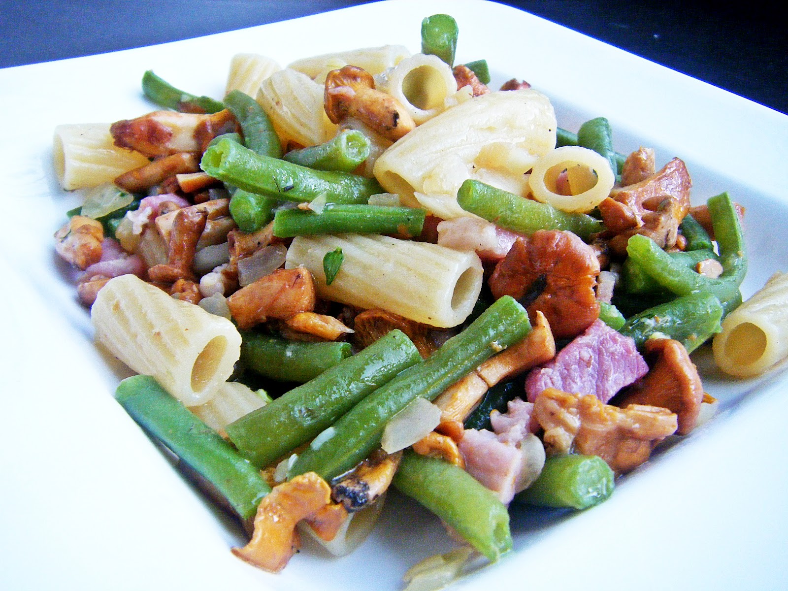 Sugar and Spice: Pasta mit Pfifferlingen, Bohnen und Speck