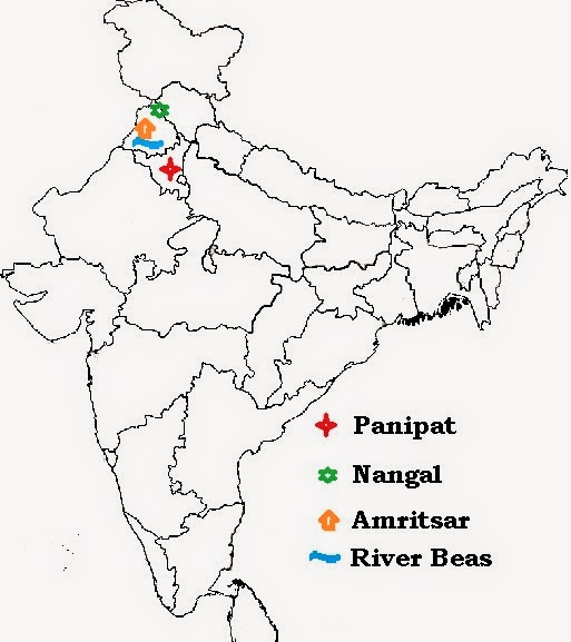 Panipat On Political Map Of India Omtex Classes: Geography Map Marking For Ssc Students