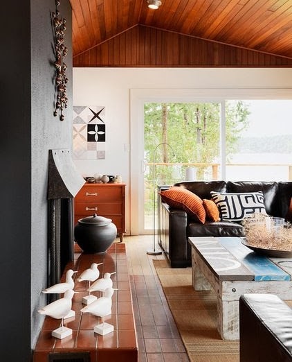 coastal cottage living room orange
