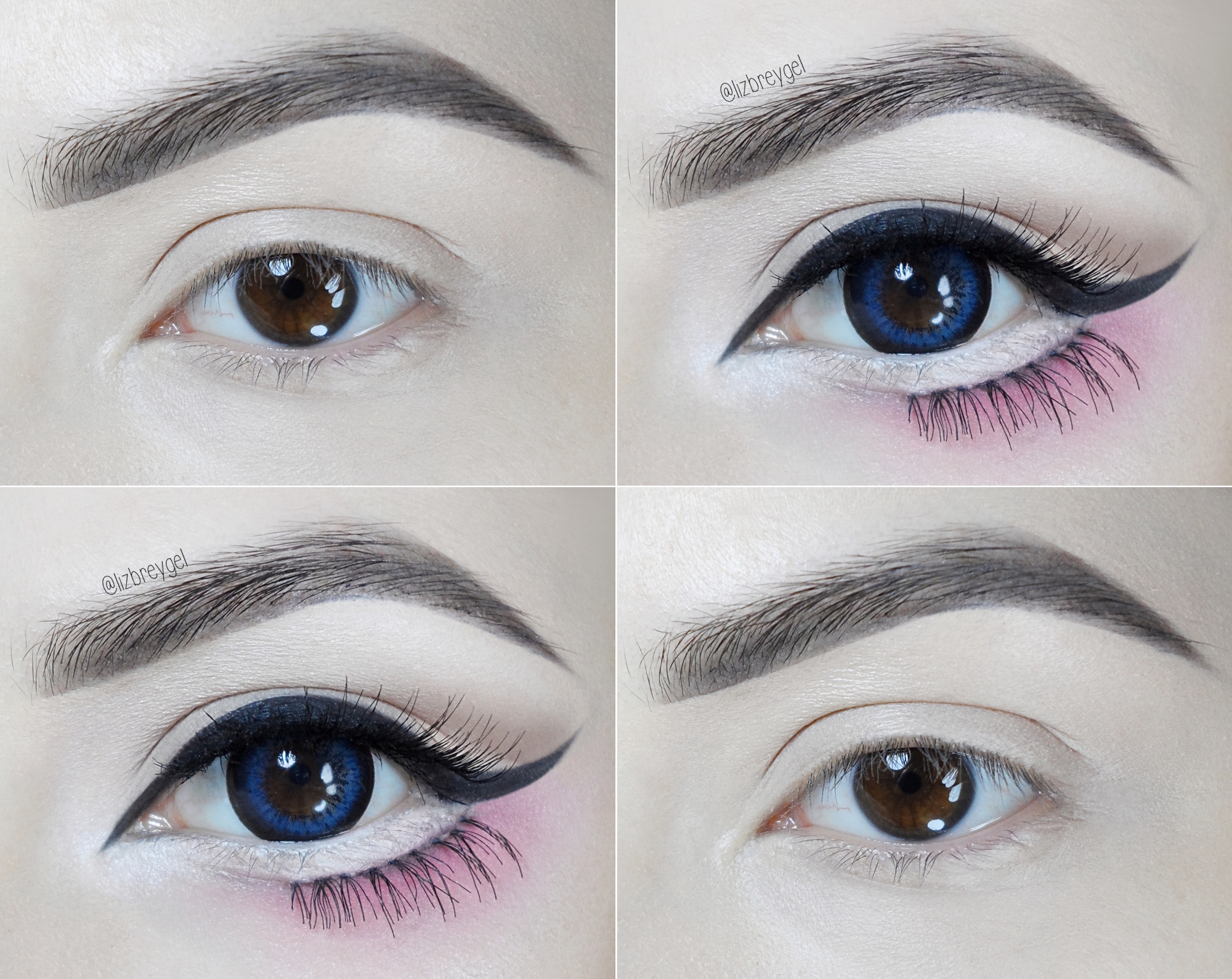 step-by-step makeup pictorial on how to do big anime eye look with circle lenses