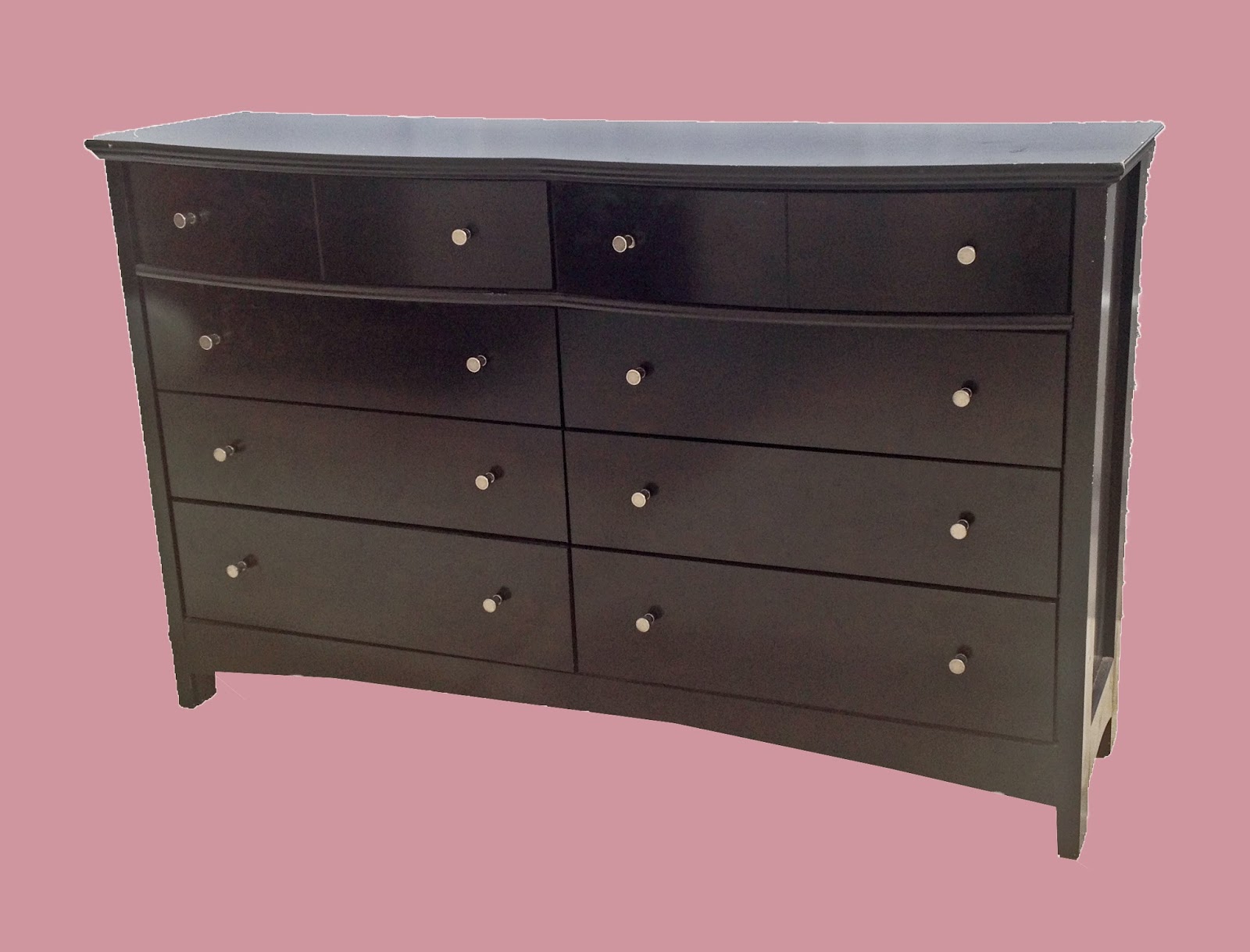 Uhuru Furniture & Collectibles Large Black Dresser & Mirror w/ Leather