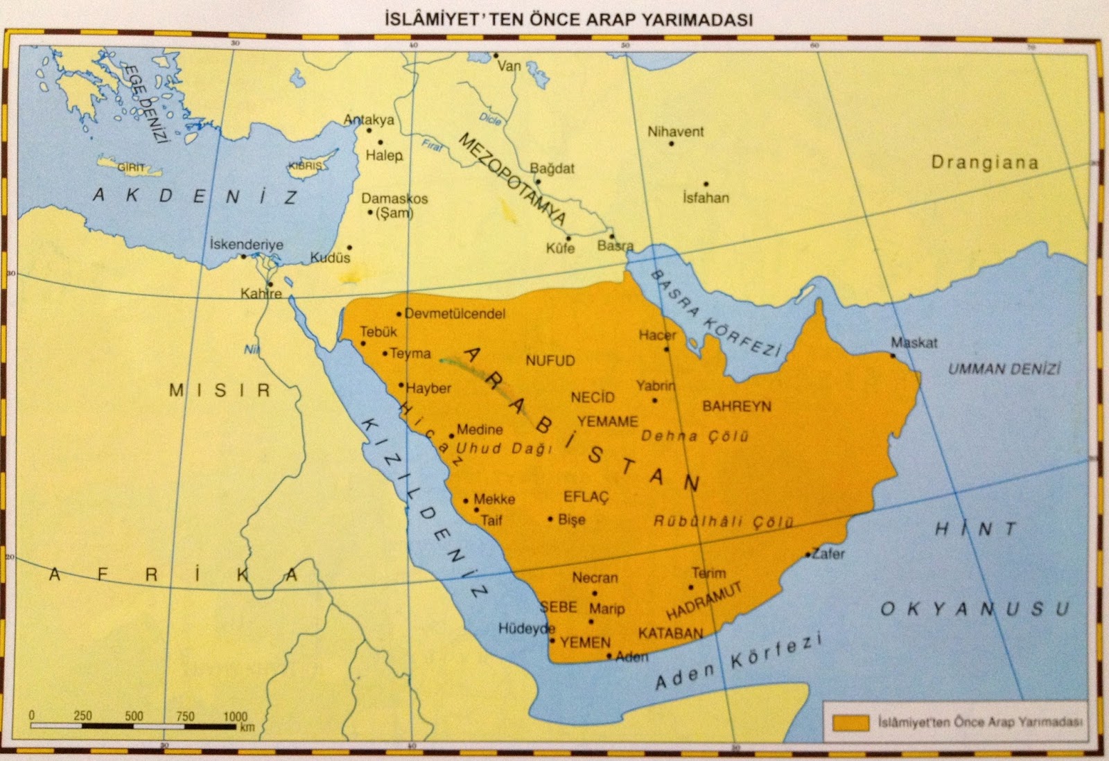Arap Yarımadası Haritası