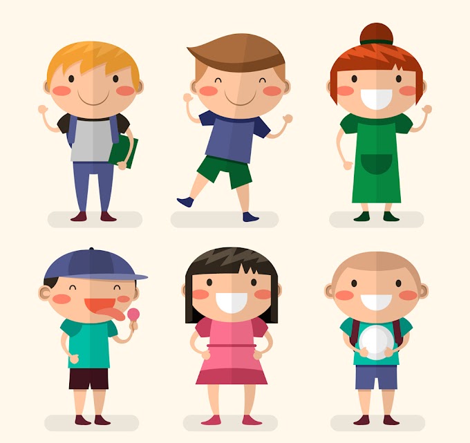 flat smiley children free vector material