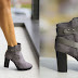 Botine ieftine cu toc inalt gros piele intoarsa gri toamna 2016
