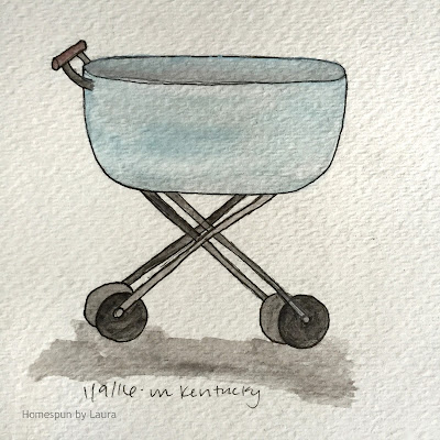 homespun by laura daily doodle baby carriage pram watercolor