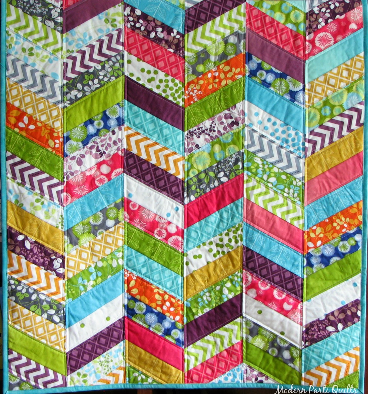 Modern Parti Quilts Blogger's Quilt Festival Herringbone Small Quilt
