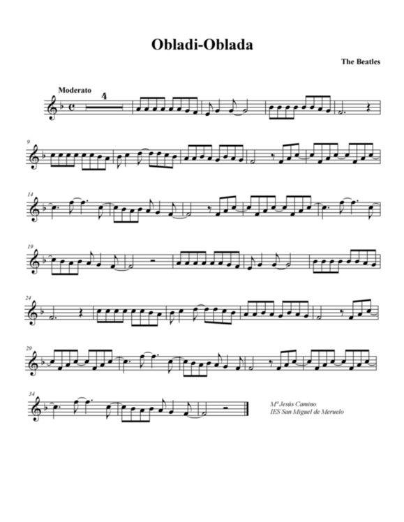 Partituras Musicais O BladiOblada The Beatles n.º 268