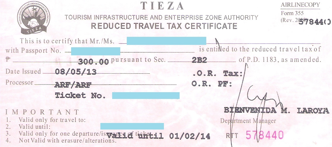 philippine travel tax certificate
